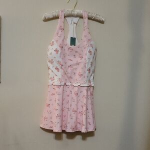 As Revival Al TAR'd STATE  The Stride Racer Ruffle  Racerback Floral Mini Dress